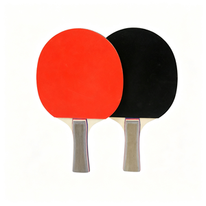 Juego de Raquetas de Tenis de Mesa, Rojo y Negro, con Puntos en Relieve, Empuñadura Horizontal de Goma, Base de Madera Pura, 150*255mm, Duraderas, Portátiles, Diversión Familiar - Product Image 1