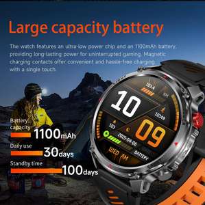 2026 HT45 Smart Watch 1100mAh Battery Flashlight Fitness Tracker BT Call Blood Oxygen Features Waterproof Android Smart Watch - Product Image 6
