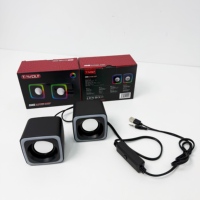 Speaker Desktop Gaming RGB Berkabel T-WOLF S6 dengan Lampu LED RGB yang Dapat Disesuaikan & Kontrol Volume, Speaker Mini Bertenaga USB untuk PC