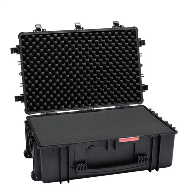 La custodia per attrezzi in plastica nera impermeabile Ip67 all'ingrosso produce custodie per droni con guscio rigido
