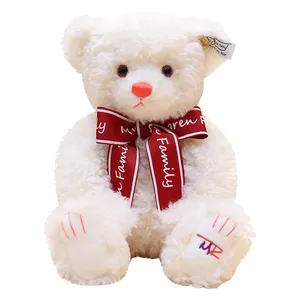 High Quality Imported Korean plush Gift Cute Soft Plush Toy Stuffed Teddy Bear With Silk Ribbon Bow