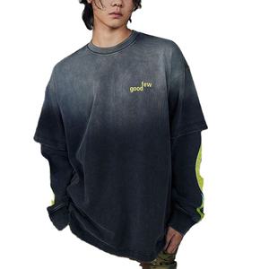 T-shirt personnalisé imprimé d'hiver pour hommes double couche à manches longues 100% coton tricoté impression numérique coupe surdimensionnée - Product Image 4