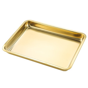 Vassoi Decorativi Moderni Quadrati <span class=keywords><strong>in</strong></span> <span class=keywords><strong>Acciaio</strong></span> Inox 304 Dorato Extra Spessi Modello 895 per Uso Domestico e Commerciale con Logo Personalizzato - Product Image 5