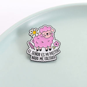 Broche <span class=keywords><strong>de</strong></span> Esmalte con Diseño <span class=keywords><strong>de</strong></span> Oveja Rosa y Jesús, <span class=keywords><strong>El</strong></span> Señor Es Mi Pastor, Nada Me Falte, Broches, Insignia <span class=keywords><strong>de</strong></span> Solapa, Joyería, Regalo para Amigos - Product Image 1