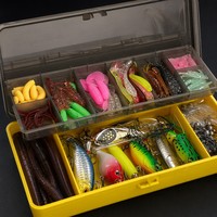 Ensemble de 302 leurres de pêche en boîte double couche - Appâts durs, appâts souples, cuillères, hameçons, plombs, kit complet d'accessoires de pêche