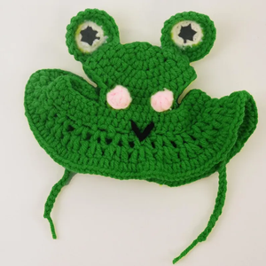 Sombrero de Ganchillo Hecho a Mano con Forma de Rana, Gorra de Animal de Dibujos Animados con Borde con Volantes, Ajustable, Unisex, para Viajes al Aire Libre - Product Image 4