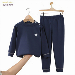 Vêtements thermiques et vêtements d'intérieur pour enfants, automne et hiver, tissu en laine peignée Spandex/Polyester décontracté - Product Image 3