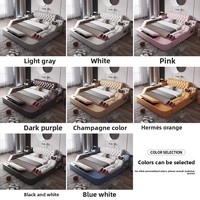 Modernes Minimalistisches Doppelbett für das Hauptschlafzimmer, Multifunktionales Leder-Tatami-Bett mit Smartem Elektrisch Verstellbarem Polsterbett