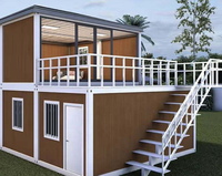 Maison préfabriquée modulaire de luxe à deux étages, assemblage rapide, conteneur de 20 pieds avec cuisine, salon et terrasse sur le toit
