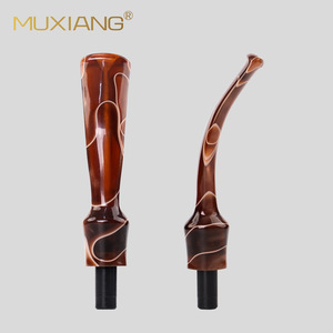 Muxiang Acrylic Pipe Mouthpiece 9mm Bent Type Coffee Pattern Reusable Smoking Pipe Accessory - Product Image 1
