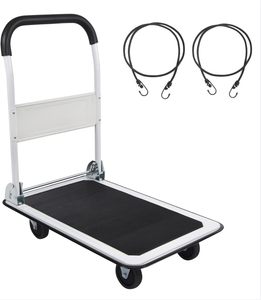Chariot de poussée pliable en fonte Chariot à plate-forme à 4 roues avec 2 cordes Capacité de 330lb OEM Personnalisable pour le stockage - Product Image 3
