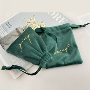 Custom Logo Luxury Flannel Suede Drawstring Bag for Earrings Ring Necklace Bracelet <b>Gift</b> Packaging Jewelry Pouch Velvet - Product Image 4