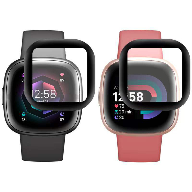 Smart Watch Full Screen Protector for Fitbit Versa 4 Sense 2 Flexible PMMA+PC Soft 3D Curved Edge Protective Film