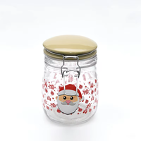 Bocaux en verre à clipser en gros 500ml/1000ml pour Noël, stockage alimentaire avec couvercle en céramique à rabat, logo personnalisé, camping, multifonction