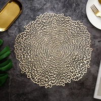 Sets de Table en plastique doré, métalliques irréguliers, résistants à la chaleur, ronds en PVC, tapis de Table