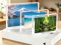 Cadre photo magnétique en acrylique transparent, cadre flottant double face sans cadre, présentoir de bureau pour photos, cartes, cartes postales