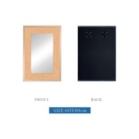 Miroir mural rectangulaire décoratif de luxe avec cadre en aluminium doré plume sarcelle orange en verre de qualité suspendu pour la décoration intérieure