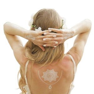 <b>White</b> <b>Lace</b> Tattoo Sticker Temporary Body Art Elegant Design For Women Wedding Party One Size Digital Printing PET Film - Product Image 5