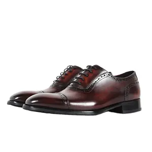 GFMA yeni klasik Vintage erkek Oxford ayakkabı erkek hakiki deri düğün ofis el yapımı elbise ayakkabı zapatos hombre resmi
