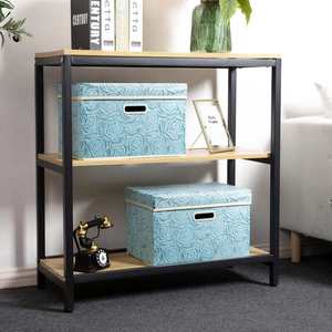 Foldable Fabric Storage <b>Bin</b> with <b>Lid</b> Rose Print Storage Box Basket Washable PP Plastic Board Decorative Cubes - Product Image 2