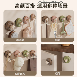 Yunxuan Suction Cup Hooks Round Wall Mounted Minimalist Strong Adhesive No Drilling Home Storage Bathroom Kitchen Door Use - Product Image 4
