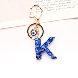 Nouveau Style bleu royal 26 alphabet anglais porte-clés oeil <span class=keywords><strong>du</strong></span> <span class=keywords><strong>diable</strong></span> lettre majuscule pendentif sac femme - Product Image 5