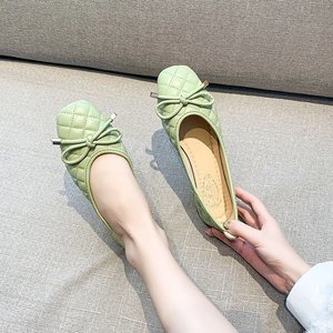 New Korean Style Bow Decor Slip-on Flats for Women Square Toe Soft Sole Driving Shoes Comfortable - Product Image 2