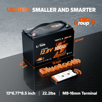 Batterie marine LiFePO4 LiTime 12V 100Ah Groupe 31 à décharge profonde avec Bluetooth 5.0 et BMS 100A pour moteur de pêche à la traîne, camping-car et applications hors réseau