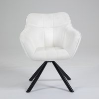 Fauteuil pivotant moderne et durable avec base métallique à 4 étoiles, blanc, garantie 3 ans, pour salon, bureau, réception, salle de séjour