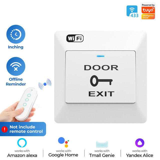 LEDEAST KG067 WiFi Tuya Smart Exit Push Switch Automatic Reset Door Opener Release Button for Home Office Access Control
