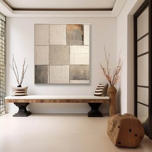 Grande toile beige Wabi Sabi, art mural abstrait beige, texture 3D, arts décoratifs, esthétique minimaliste, décoration intérieure - Product Image 1