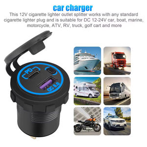 Chargeur de voiture double USB a & C 12-24V PD QC3.0 Fast Charge Compatible avec BMW <span class=keywords><strong>Tesla</strong></span> Mobile Phones Motorcycle Boat - Product Image 4