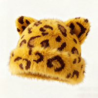 Bonnet d'hiver unisexe de luxe, motif camouflage dessin animé, fausse fourrure acrylique, oreilles d'animaux, logo personnalisé, bonnets doux et chauds de créateur