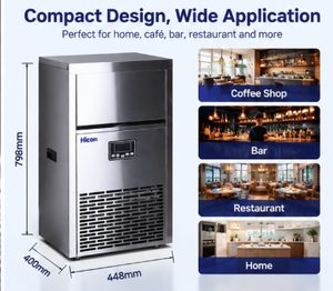 Máquina de Hielo Comercial Pequeña con Pantalla LED Profesional Hicon, Compresor Emerson, 65 kg/24 h, CE, <span class=keywords><strong>GS</strong></span>, EMC - Product Image 3