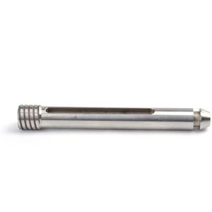 Tige de précision en acier inoxydable avec extrémité filetée et canal rainuré, composant d'axe métallique usiné durable - Product Image 1
