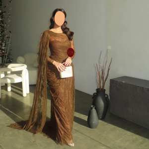 Sharon Said SF539 فستان سهرة بتصميم حورية البحر باللون البني من الدانتيل مع أكمام طويلة للنساء لحفلات الزفاف والحفلات الراقصة العربية - Product Image 6
