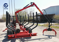 Remorque en bois de bûches forestière avec grappin de grue