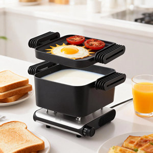 Hoogwaardige 2-in-1 draagbare antiaanbak grill- en bakplaatset met regelbare temperatuur, elektrische tafelgrillpan, elektrische hotpot - Product Image 6