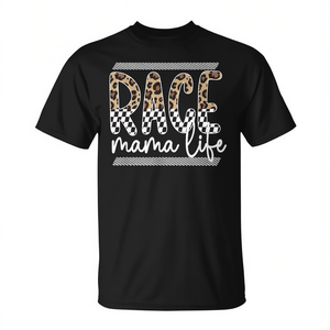 T-shirt Race Mama Life Racing Mother, design imprimé léopard noir - Product Image 2