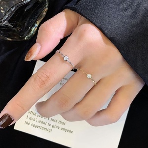 Bague en diamant réglable pour femme Ruyi Design de lunette en or massif 14 carats avec cornaline Onyx noir Turquoise Bijoux de chaîne uniques - Product Image 3