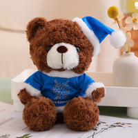 2025 noël ours en peluche en peluche avec chapeau Super doux brodé petit cadeau en gros PP coton rempli