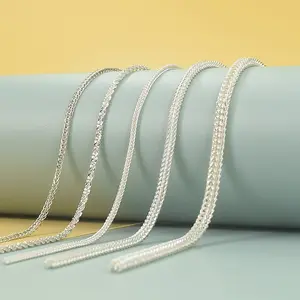 jewelry supplier 925 silver Semi-finished minimalist design foxtail chain neck chain for men