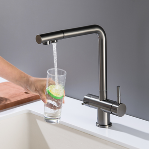 Estraibile <span class=keywords><strong>a</strong></span> doppia maniglia leva rubinetto cucina 3 vie <span class=keywords><strong>filtro</strong></span> acqua depuratore <span class=keywords><strong>rubinetti</strong></span> miscelatore <span class=keywords><strong>rubinetti</strong></span> acqua potabile in acciaio inox 3 in 1 - Product Image 2