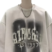 T-shirt en jersey de coton épais surdimensionné pour homme, épaules tombantes, imprimé, style streetwear