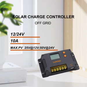 लुमिक्स 12v 24v सौर पैनल यूएसबी पीडब्ल्यूएम चार्ज नियंत्रक एलसीडी डिस्प्ले <span class=keywords><strong>10a</strong></span> 120w अधिकतम pv पावर ip32 सुरक्षा - Product Image 2