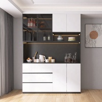 Buffet haut moderne et minimaliste en bois massif avec rangement intégré pour vin et thé, multifonctionnel à 3 tiroirs HH-G20 pour salle à manger