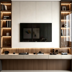 Custom Modern MDF <strong>TV</strong> Media Console Table Living Room Luxury Customizable Open Shelves <strong>Wall</strong> Mount 65 in and up - Product Image 1