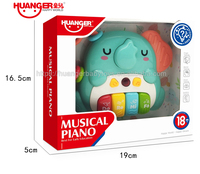 Huanger Cartoon Elephant Musical Instruments Keyboard Electronic Piano Toy Baby Animal Piano Toy