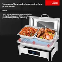 Chauffe-Plat Électrique Rectangulaire Kun Tai 440W en Acier Inoxydable Isolé, 9L, pour Buffet Hydraulique, Usage Hôtelier et Vaisselle de Cantine