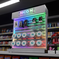 Présentoir personnalisé en acrylique et métal pour sachets de nicotine, idéal pour la vente de snus et les boutiques de tabac, avec éclairage LED